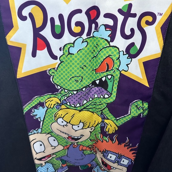 Nickelodeon Black Jean Jacket with Purple Rugrats 90s Cartoon Back Panel - Picture 6 of 6